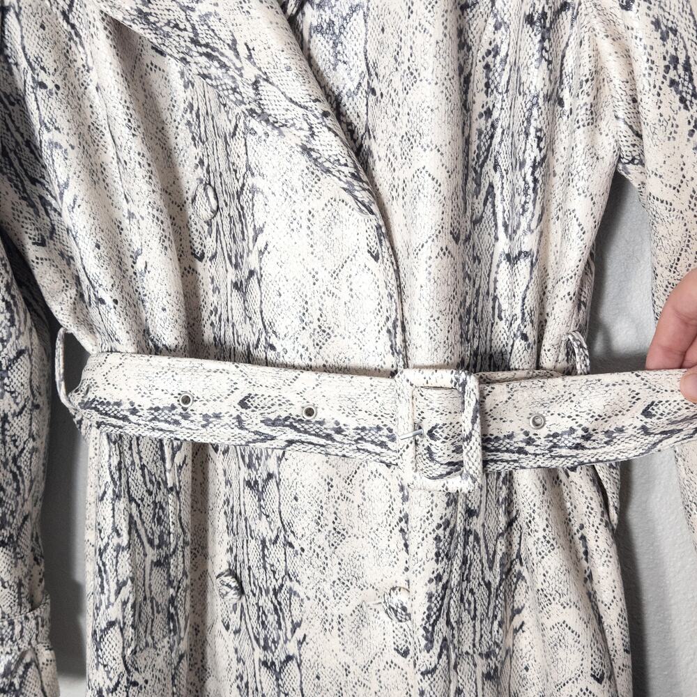 Anthropologie Avec Les Filles Size L White Animal Print Trench Coat - Picture 4 of 12